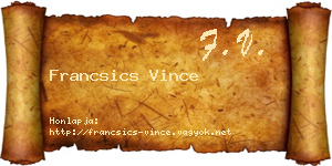 Francsics Vince névjegykártya